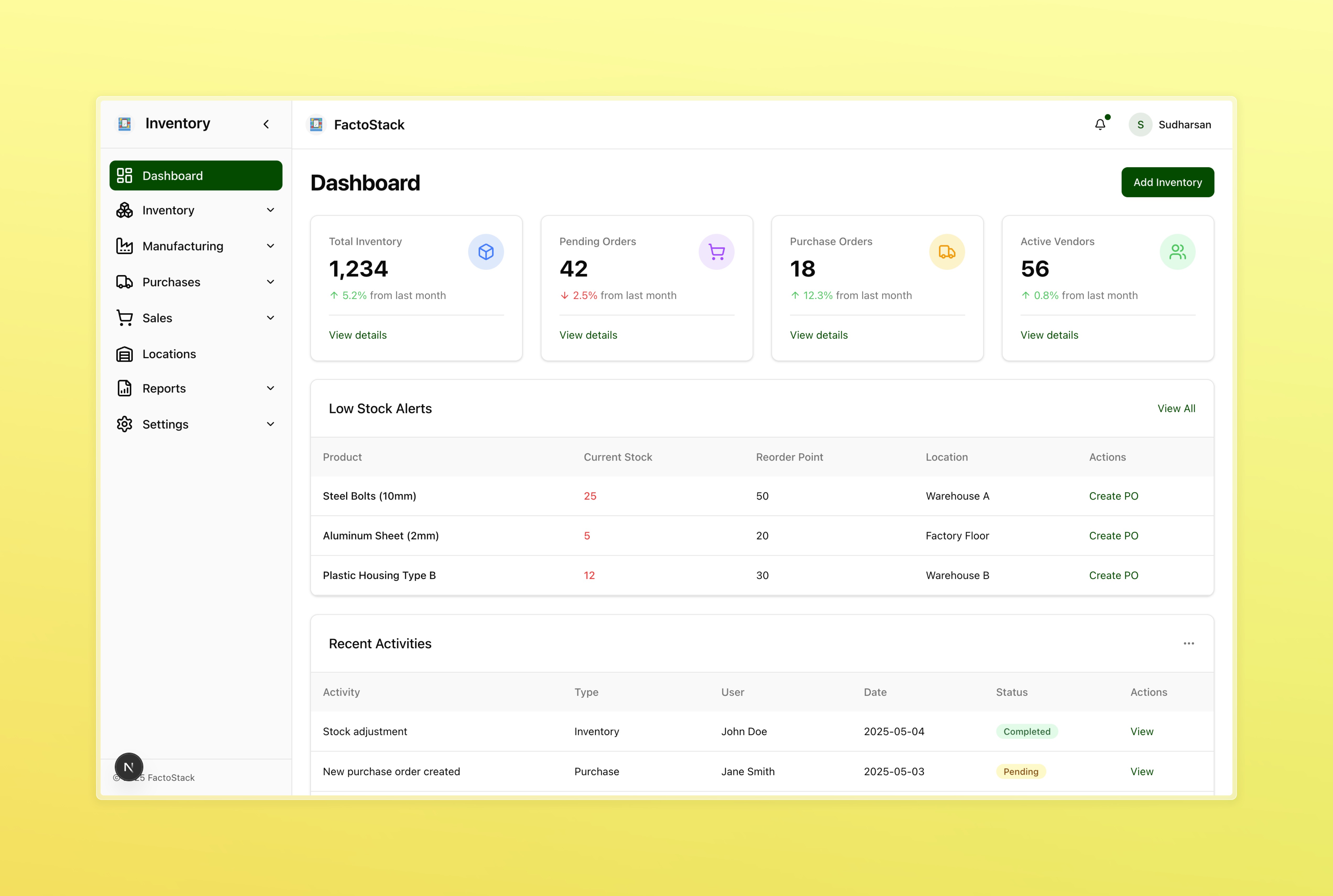 Inventory Management Dashboard