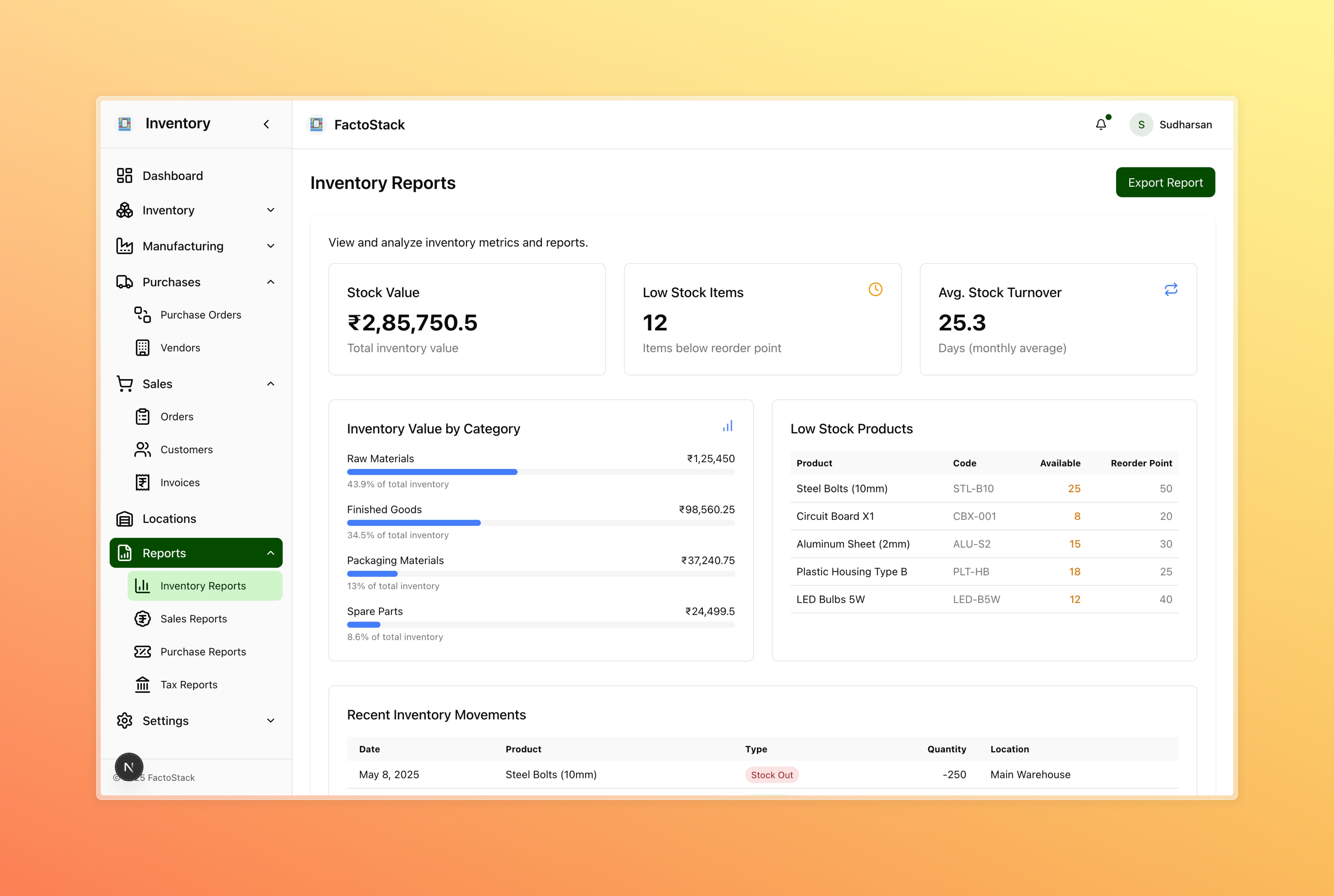 FactoStack General Inventory Management