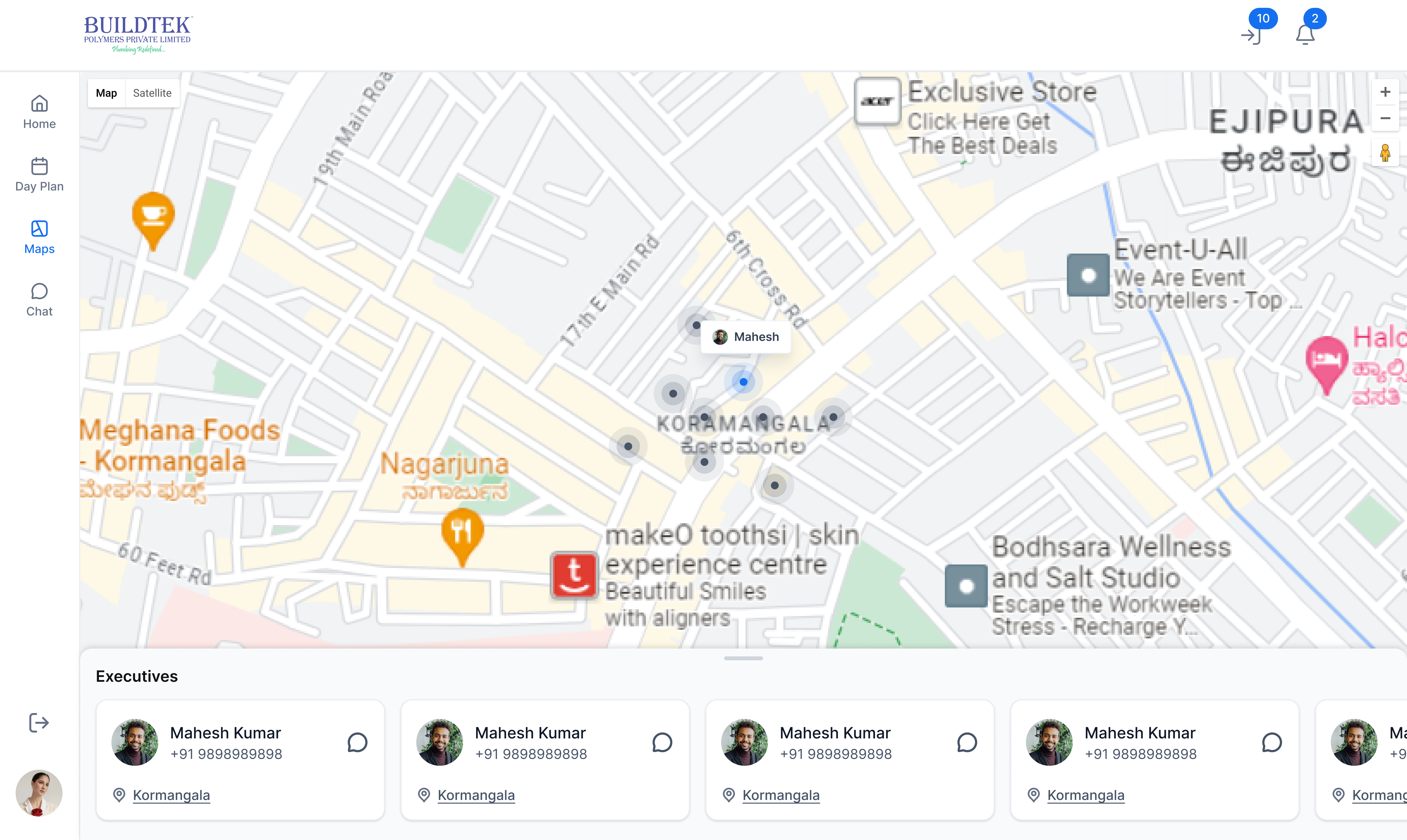 Employee Management App Map View