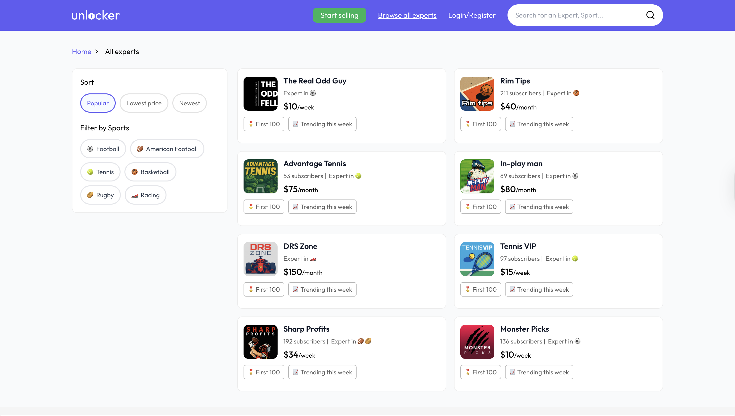 Unlocker - Expert Discovery Page