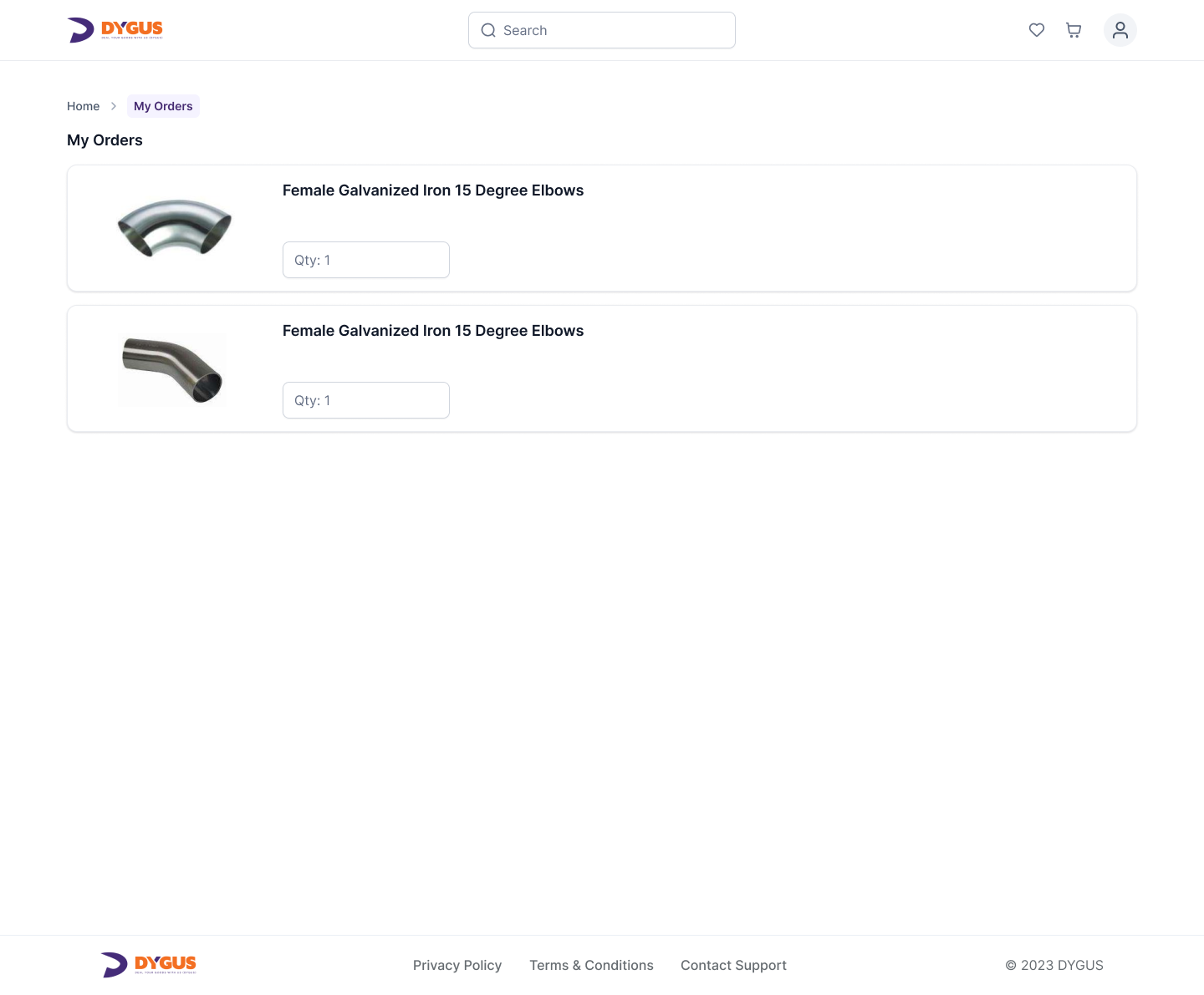 Plumbing Company E-commerce Platform - User Account